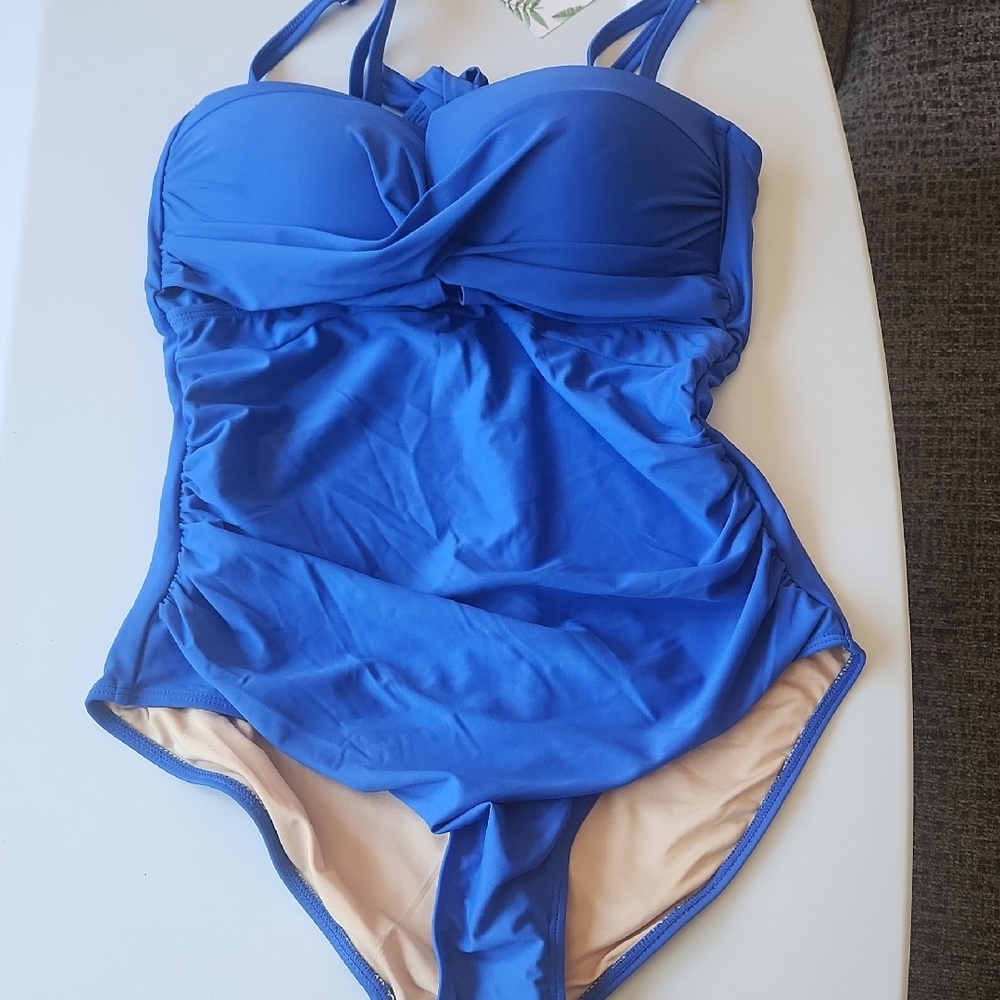 Blue  One Piece Swimsuit.